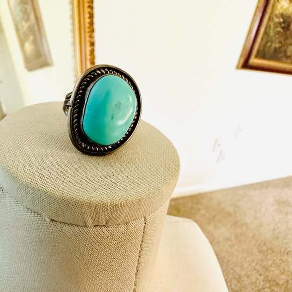 🔥 Gorgeous Vintage Turquoise Signed Sterling Ring - Picture 7 of 16